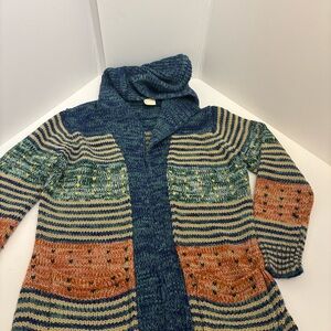 Vintage Multicolor Striped Women's Open Front Cardigan-Med-Possibly K-Mart Brand